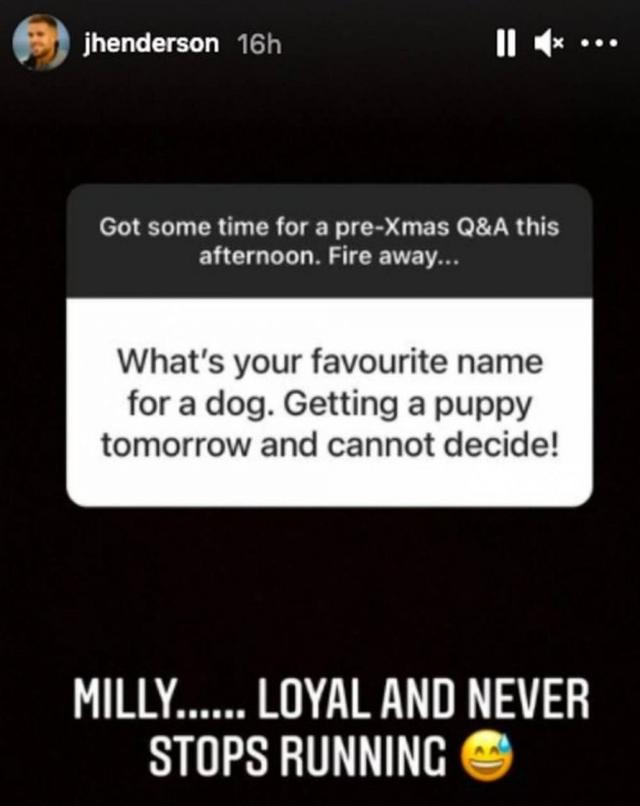 球迷问怎么给狗取名，亨德森：叫米尔纳，忠诚又永不疲倦