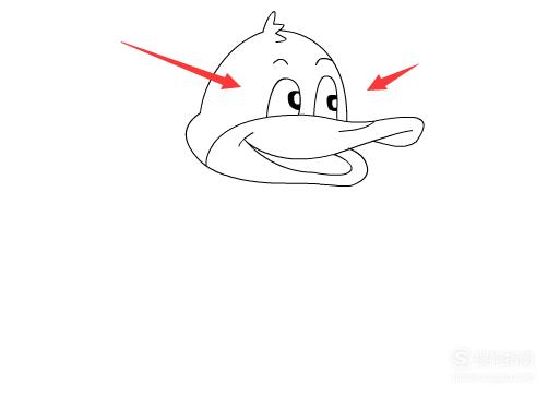 头部画出眉毛和眼睛轮廓线,如图所示:03在嘴巴的基础上画出头部和毛发