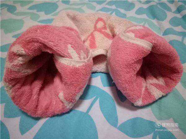 韩剧桑拿毛巾羊角浴帽折叠方法