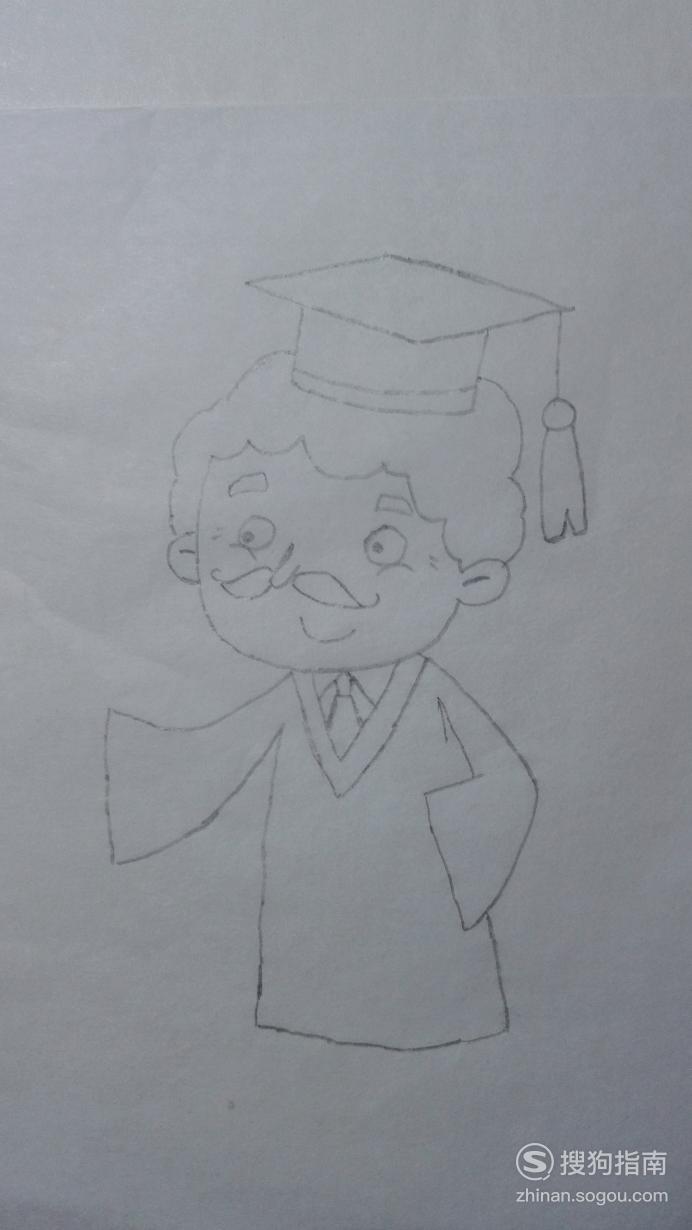 如何画戴博士帽的博士的简笔画