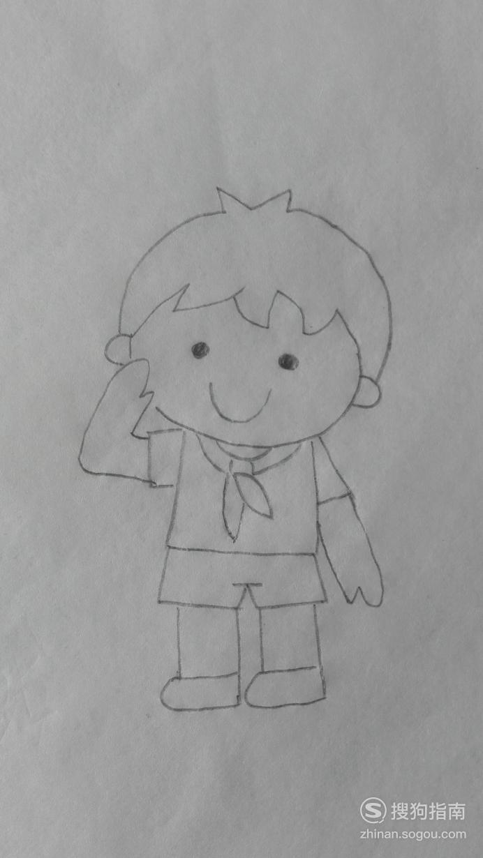 怎样画升国旗的孩子们的简笔画