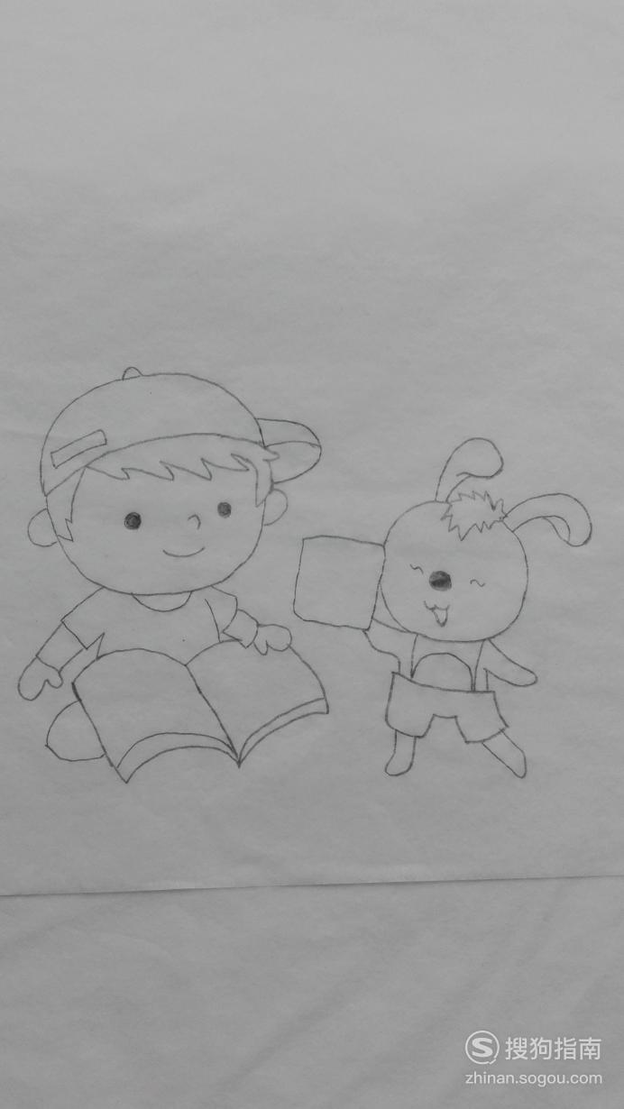 如何画读书的小男孩的简笔画
