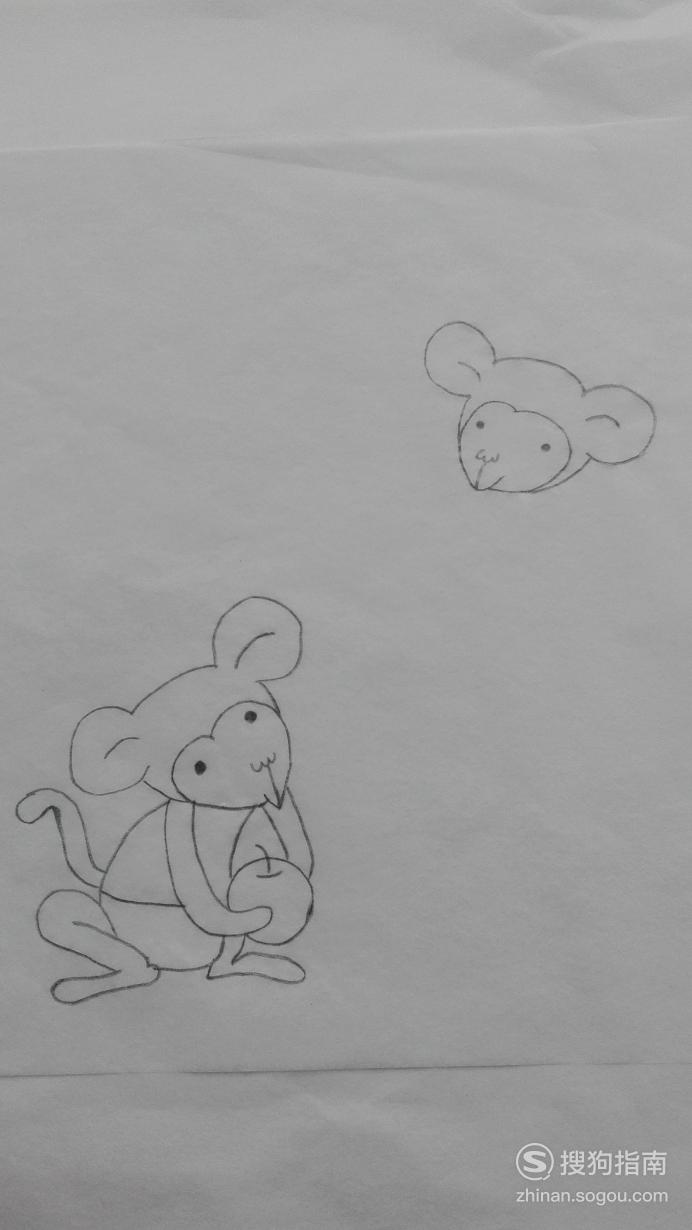 如何画摘苹果的猴子的简笔画