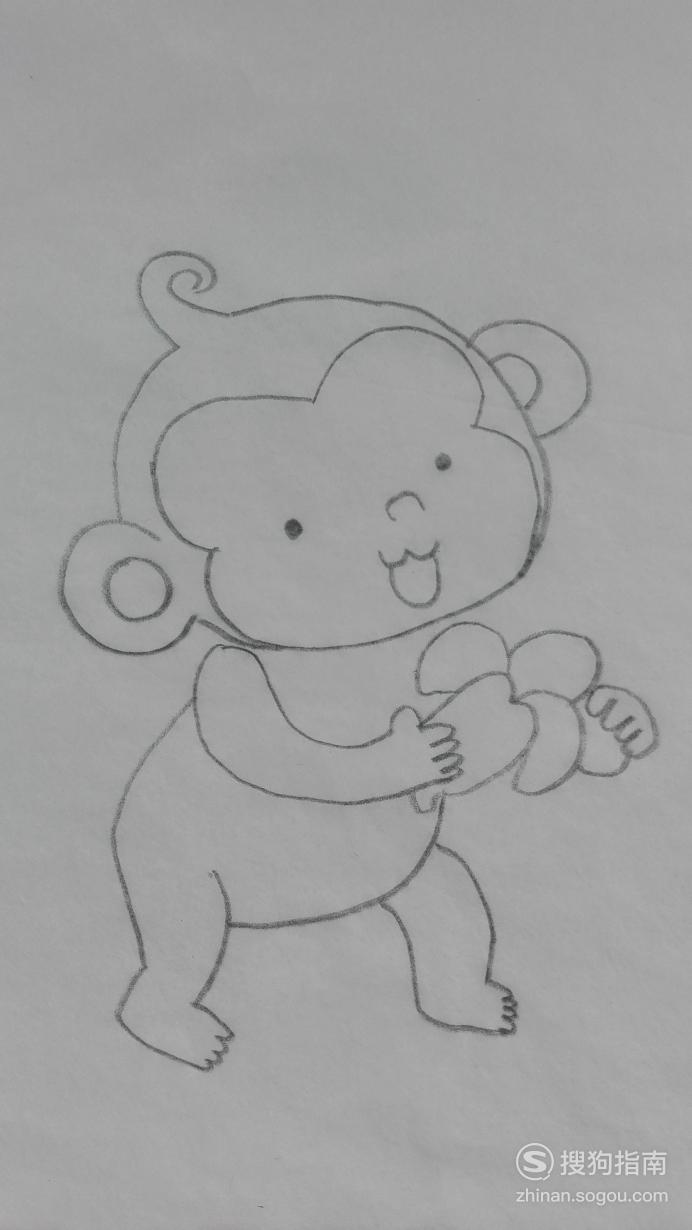 如何画吃香蕉的小猴子的简笔画