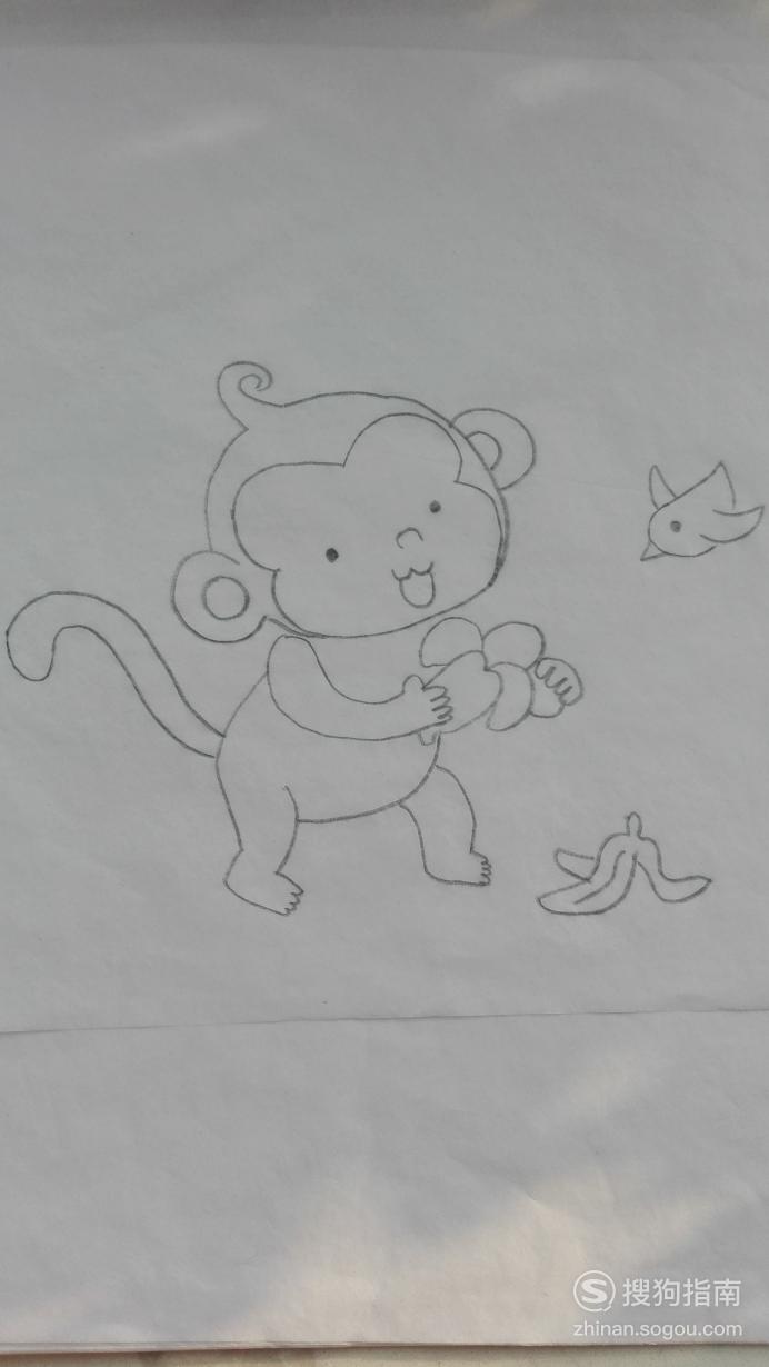 如何画吃香蕉的小猴子的简笔画