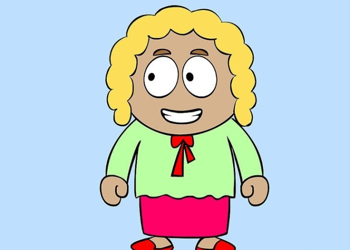 (end)女书呆子的卡通画法01画一个圆和一个竖向的椭圆,作为女孩的头和