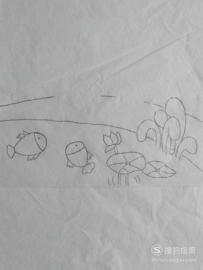 简笔画池塘的画法