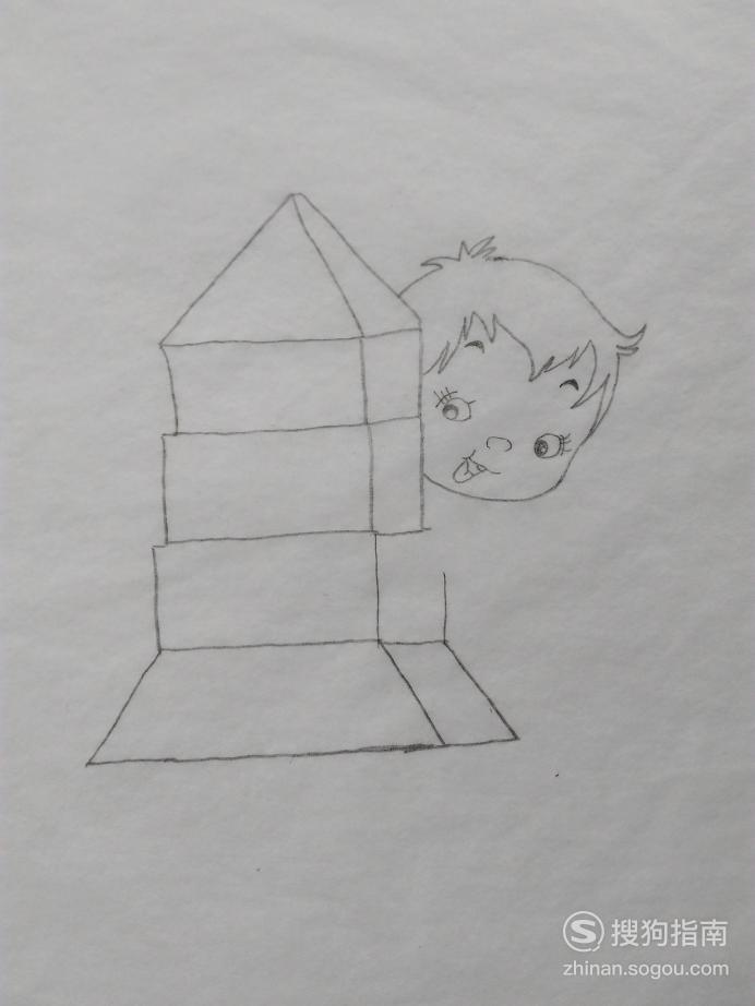 简笔画宝宝搭积木塔的画法