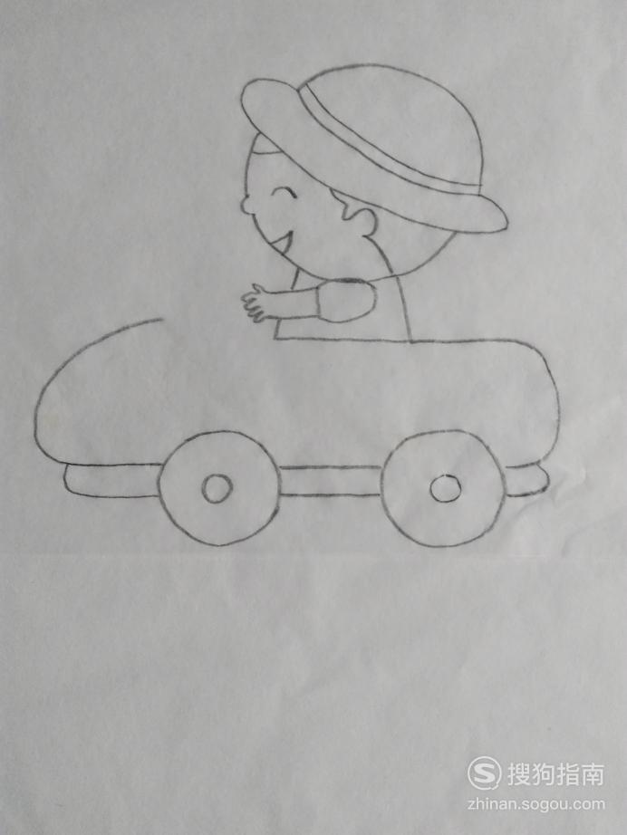 简笔画宝宝开小汽车的画法