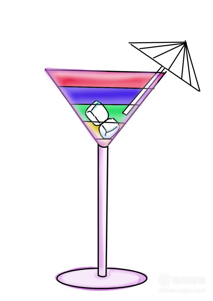 卡通简笔画:鸡尾酒怎么画?