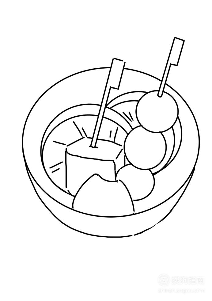 卡通简笔画:关东煮怎么画?