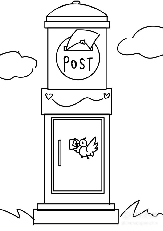 卡通简笔画:邮筒怎么画?