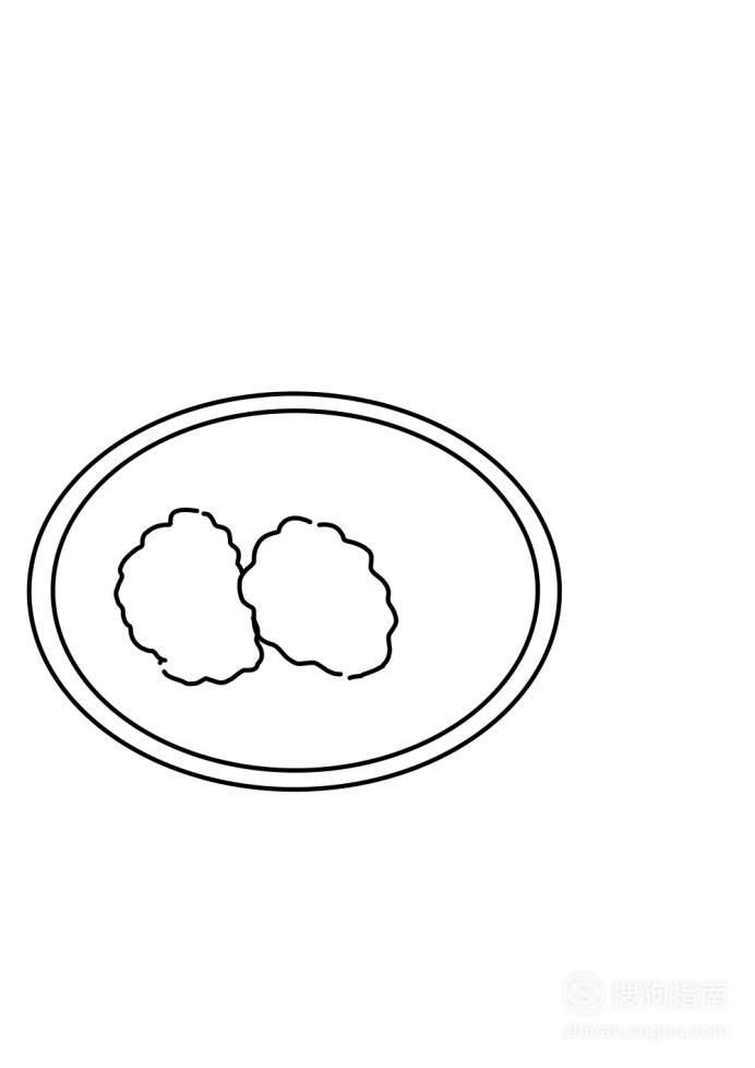 用來盛放炸雞的盤子的輪廓,也就是一個橢圓形,如圖所示:01卡通簡筆畫