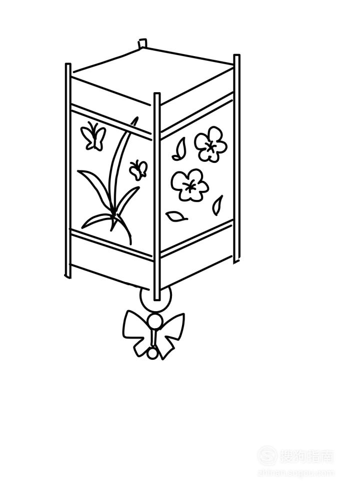 卡通简笔画:方形灯笼怎么画?