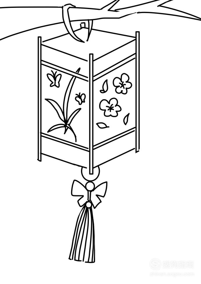 卡通简笔画:方形灯笼怎么画?