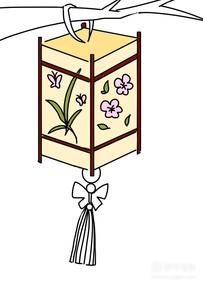 卡通简笔画:方形灯笼怎么画?